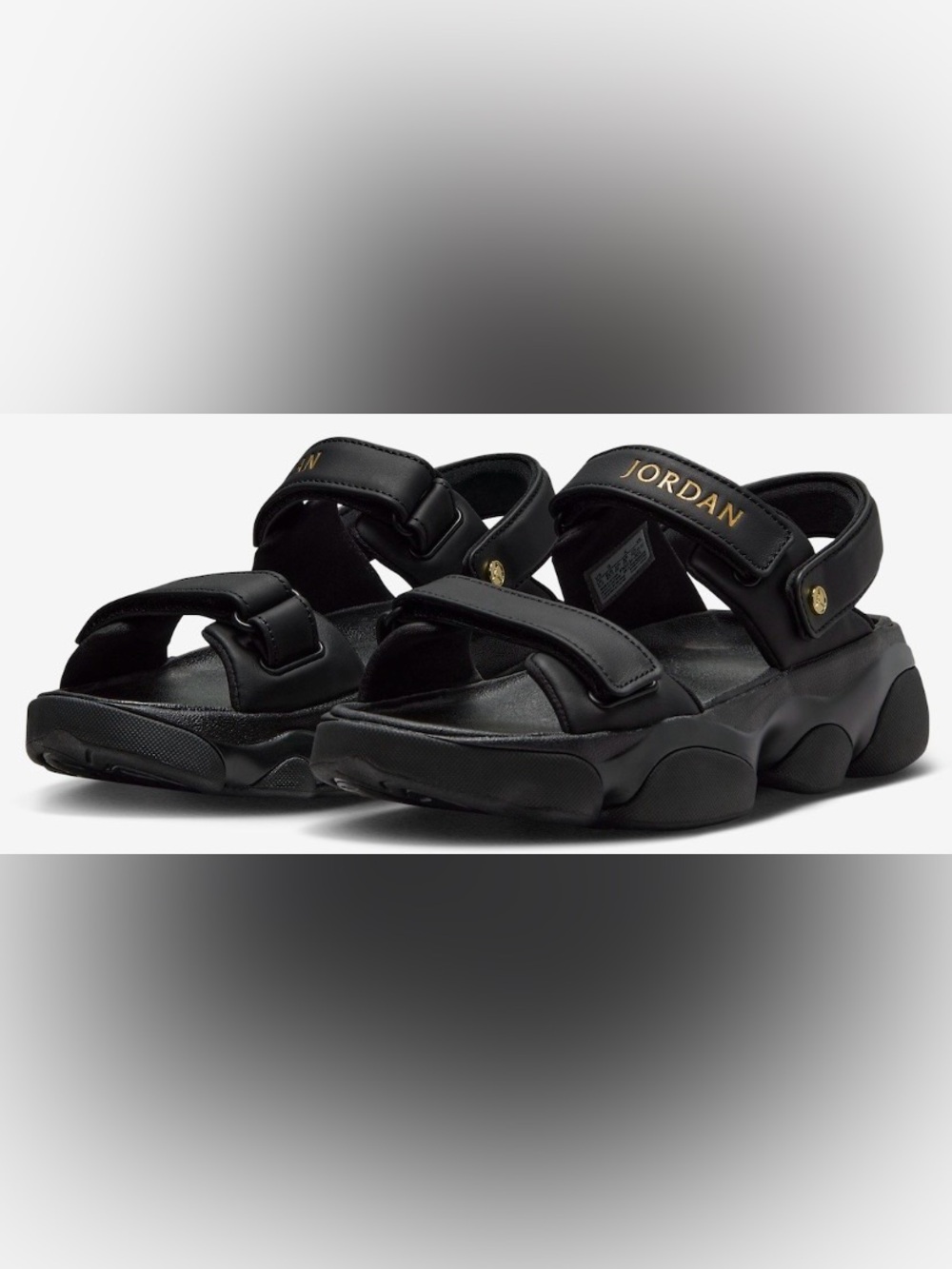 Jordan Deja Sandal Women's Size 6 Black Gold Leather straps Sandals new
